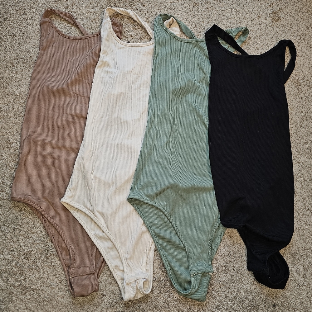 Set Of 4 One Piece Set - Black, Cream, Green, and Brown